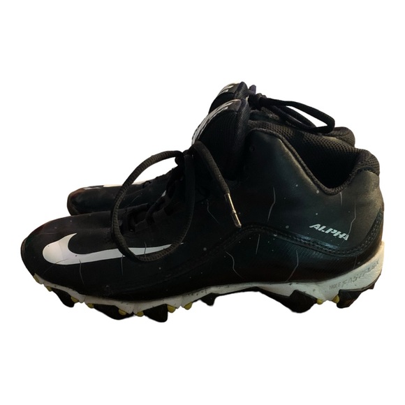 Boys Nike Alpha Fast Flex Mid Shoes football cleats athletic 6 Youth Black White - Picture 4 of 11